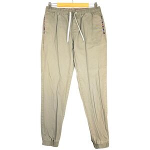 WOWIE Men's Khaki Jogger Pants Size L Elastic Waist Drawstring Relaxed Fit